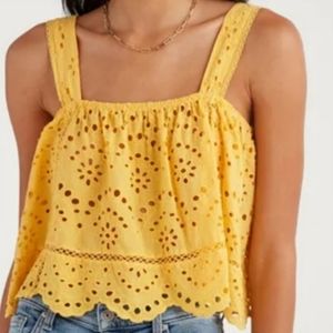 7 for all Mankind yellow eyelet cropped tank top
